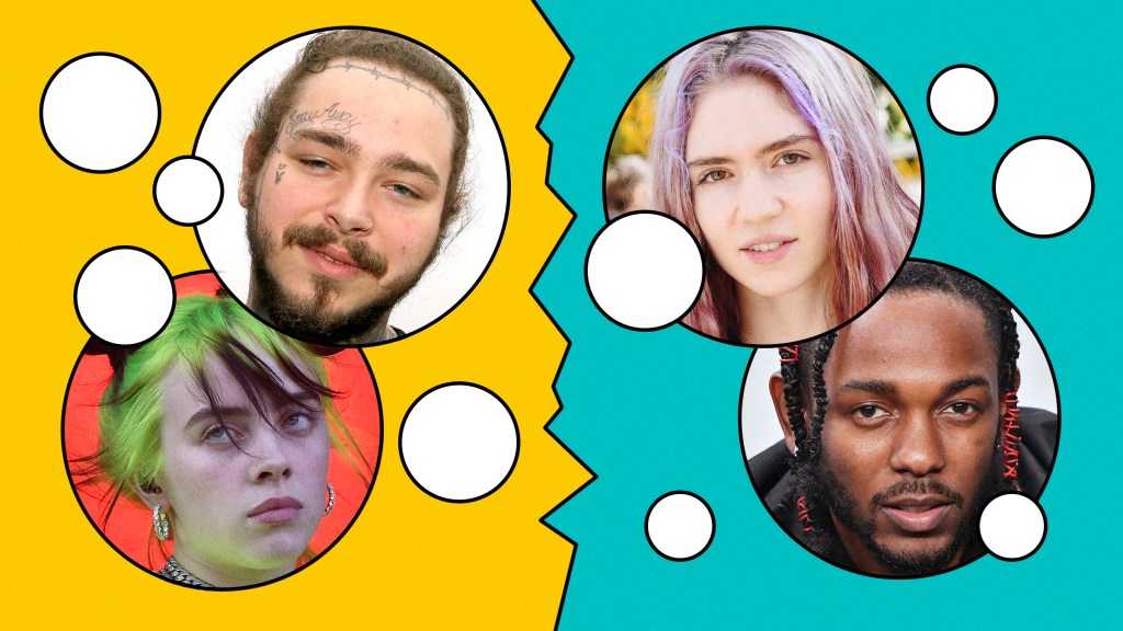 post malone and grimes and billie eilish and kendrick lamar