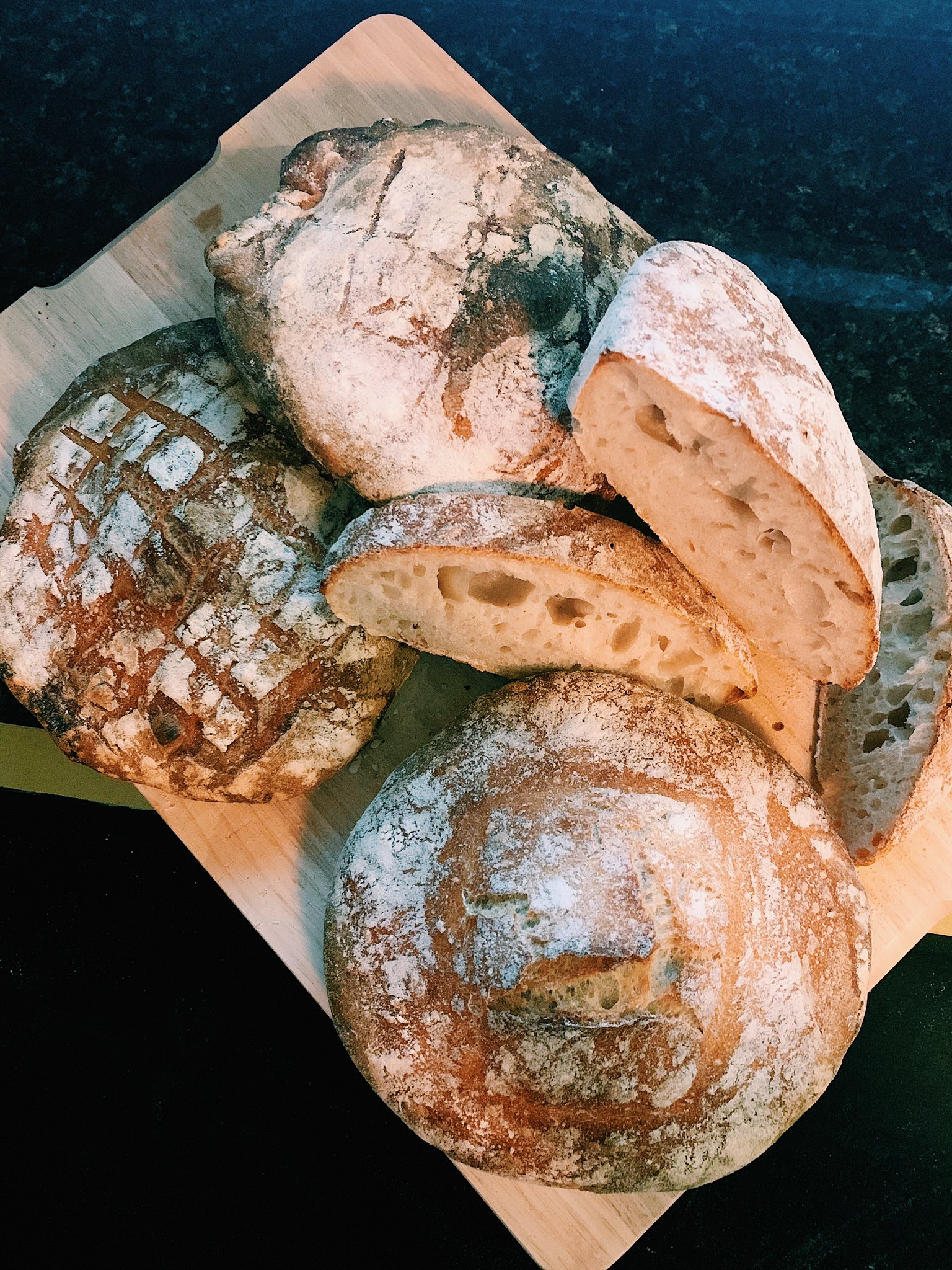 Homemade Sourdough bread on a wooden board