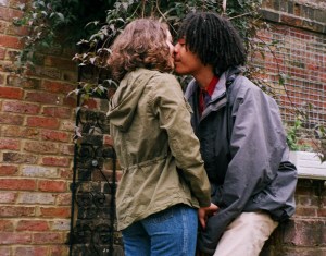 Boy and girl kissing