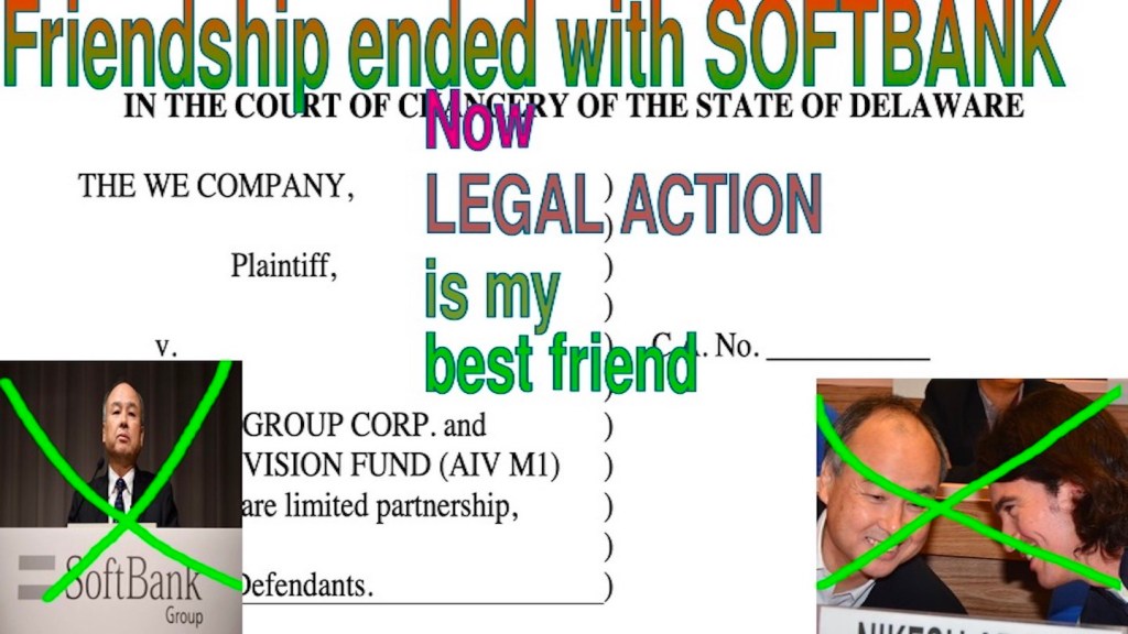 WeWork is suing SoftBank over the Japanese conglomerate's refusal to honor $3 billion of its rescue package with the coworking space company. Lest you thought the WeWork/SoftBank drama had calmed down in recent months, let me assure you it is still a huge