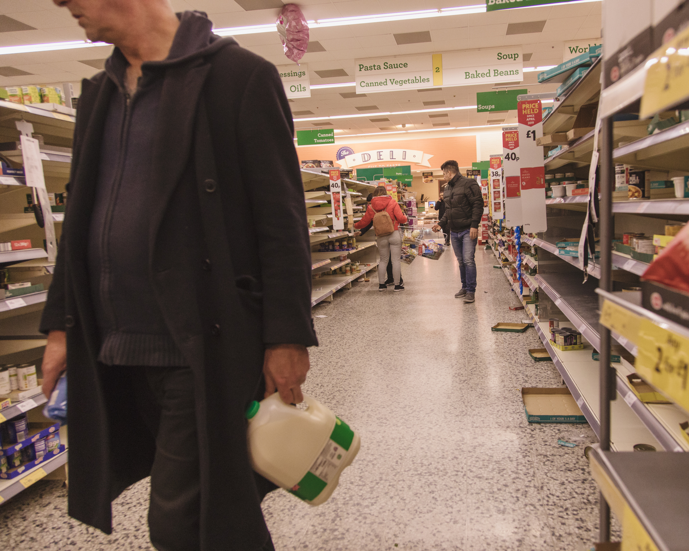 Empty supermarket shelves