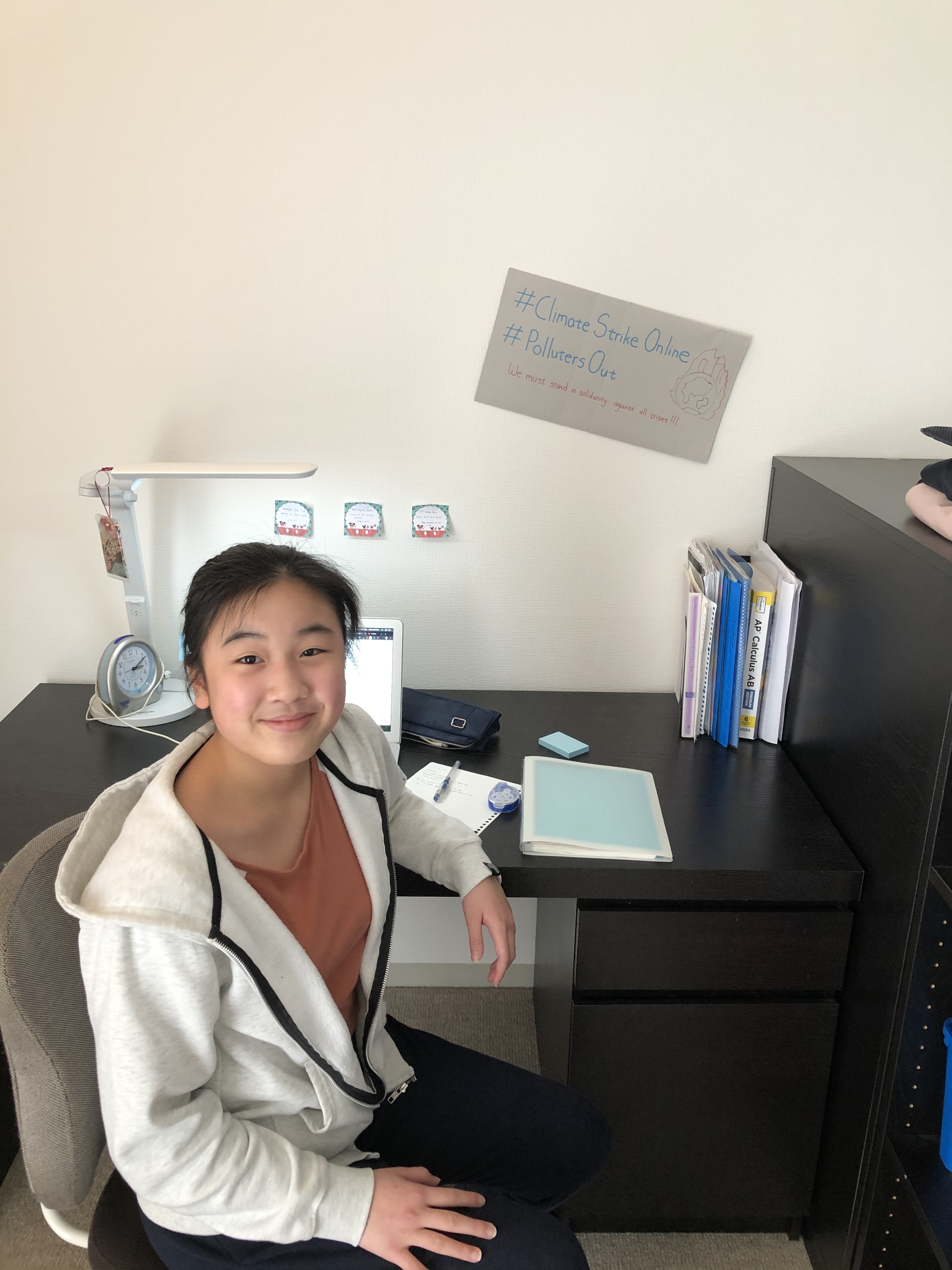 Allison at her desk.