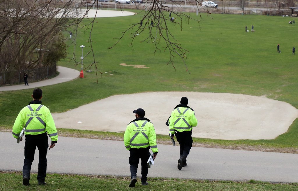 A mom in Aurora, Ontario was fined for standing in a park