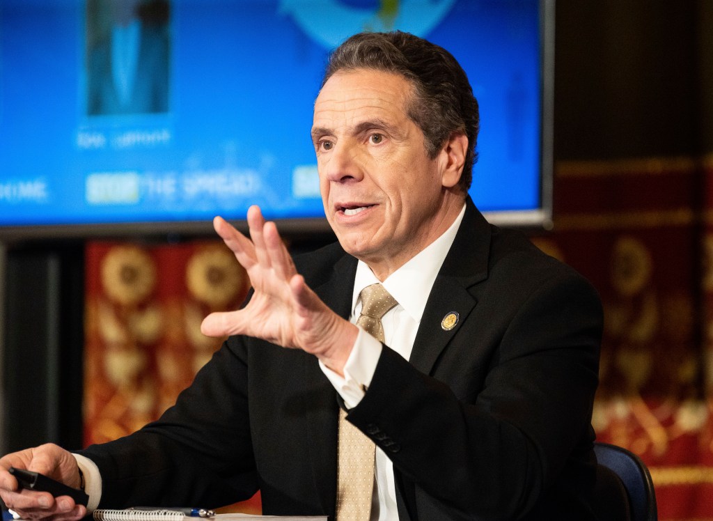 Albany, NY, United States: New York Governor Andrew Cuomo (D) speaking at a press Conference at the State Capitol. (Photo by Michael Brochstein/Sipa USA)(Sipa via AP Images)​