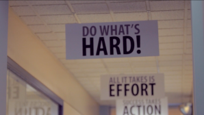 Do what's hard! says a sign