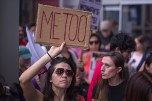 Demonstrators participate in the #MeToo Survivors' March in response to several high-profile sexual harassment scandals on November 12, 2017 in Los Angeles, California.