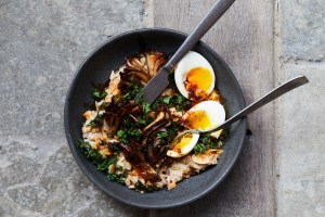 An image of a grain bowl from above