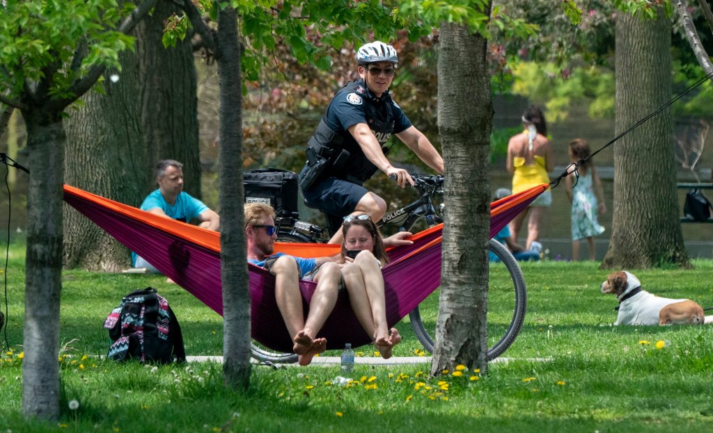 Police patrolling Trinity Bellwoods Parks in Toronto