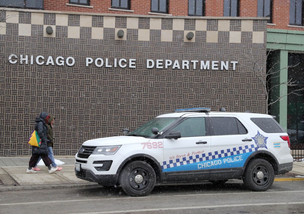 Photo taken on Feb. 9, 2020 shows the building of Chicago Police Department near Chinatown of Chicago, the United States.