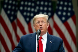 President Donald Trump speaks in the Rose Garden of the White House, Friday, May 29, 2020, in Washington. (AP Photo/Alex Brandon)​