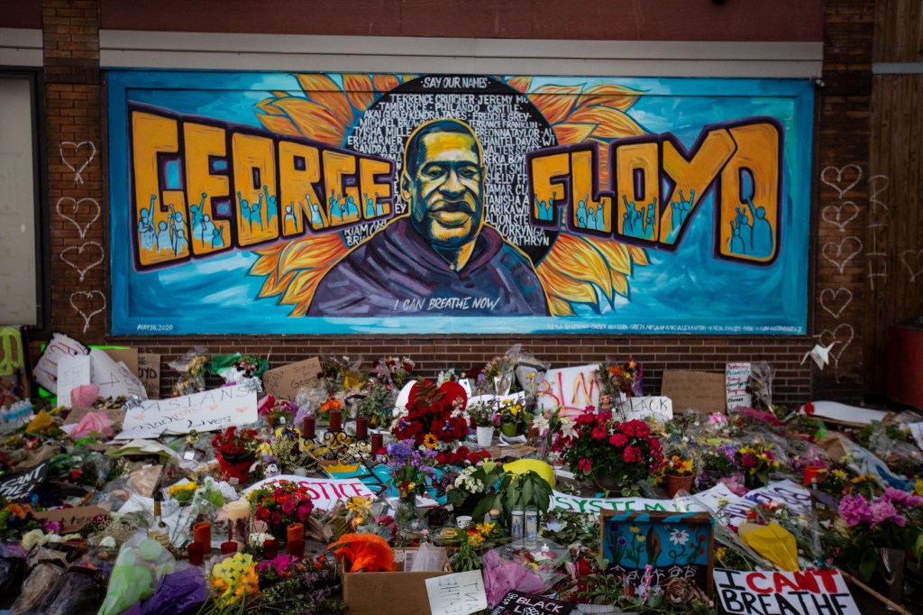 The memorial and mural outside Cup Foods where George Floyd was murdered by a Minneapolis police officer on Sunday, May 31, 2020 in Minneapolis , Minnesota.