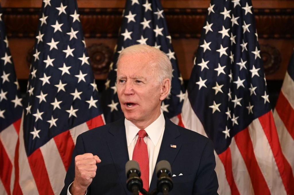 Democratic presidential candidate, and former Vice President Joe Biden speaks about the unrest across the country from Philadelphia City Hall on June 2, 2020 in Philadelphia.