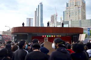 Cops above subway station