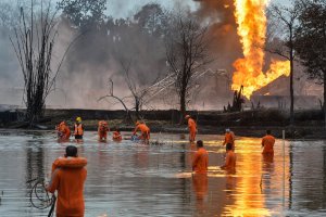 A Gas Well Near an Indian National Park is on Fire, Killing Firemen and Endangered Wildlife