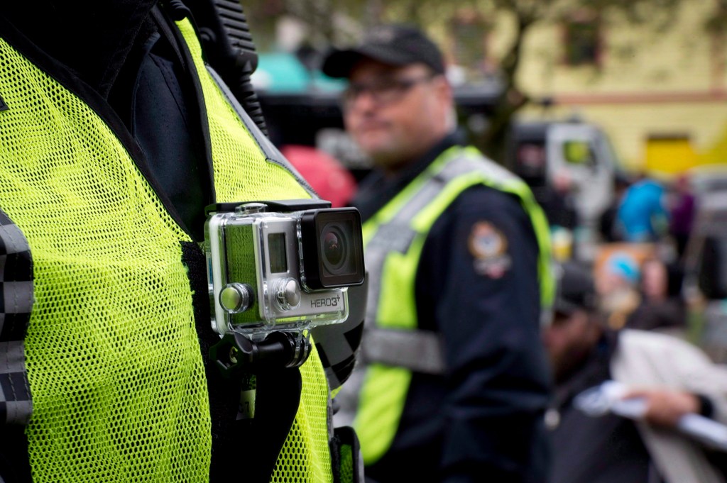 A Vancouver police officer with a body cam