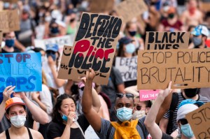 Protesters march down Pennsylvania Avenue from the Capitol as George Floyd police brutality demonstrations and marches are held around Washington on Saturday, June 6, 2020.