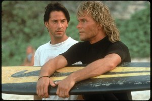 Keanu Reeves and Patrick Swayze in the classic himbo love story Point Break