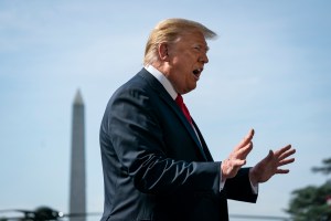 U.S. President Donald Trump speaks to reporters before boarding Marine One on the South Lawn of the White House on June 23, 2020 in Washington, DC.