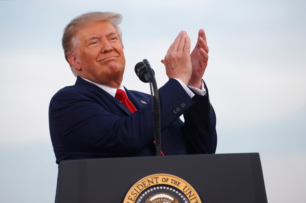 President Donald Trump speaks during a "Salute to America" event on the South Lawn of the White House, Saturday, July 4, 2020, in Washington. (AP Photo/Patrick Semansky)