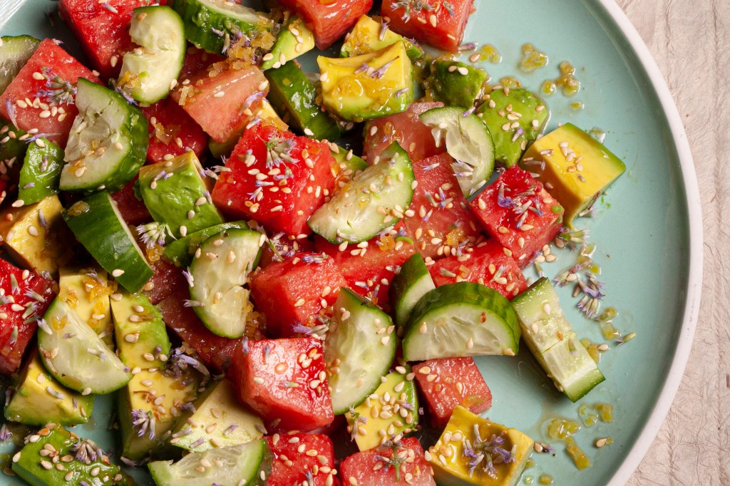 Insalata di Cocomero Avocado e Cetriolo