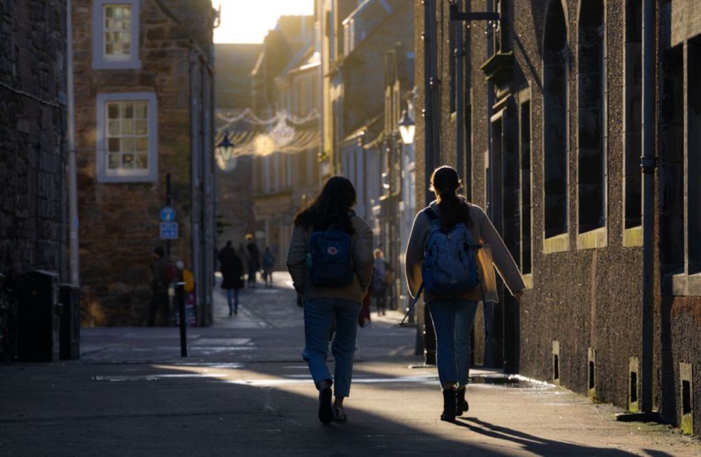 People walking through St. Andrews.