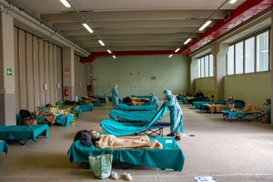 A temporary hospital room.