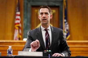 In this May 5, 2020, file photo Sen. Tom Cotton, R-Ark., speaks during a Senate Intelligence Committee nomination hearing for Rep. John Ratcliffe, R-Texas, on Capitol Hill in Washington.