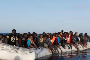 Migrants trying to cross the Mediterranean.