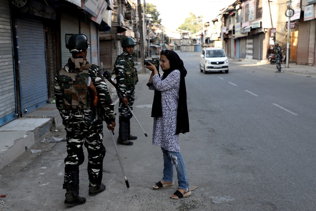 A Kashmiri female photojournalist, Sanna Irshad Mattoo.