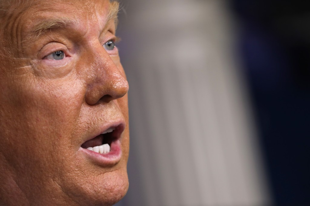 U.S. President Donald Trump holds a news conference in the Brady Press Briefing Room at the White House August 19, 2020 in Washington, DC.