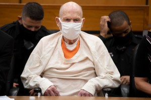 Joseph James DeAngelo sits in court during the third day of victim impact statements at the Gordon D. Schaber Sacramento County Courthouse on Thursday, Aug. 20, 2020, in Sacramento, Calif. (Santiago Mejia/San Francisco Chronicle via AP, Pool)