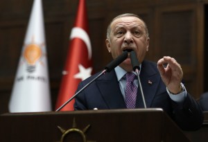 President Erdogan speaking in parliament.