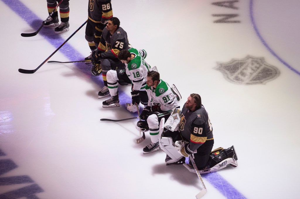 NHL players kneel during anthem