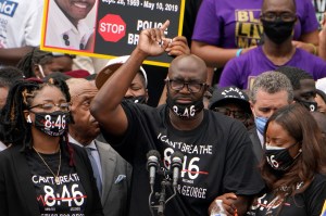 Philonise Floyd, brother of George Floyd, speaks at the March on Washington, Friday Aug. 28, 2020, at the Lincoln Memorial in Washington. (AP Photo/Jacquelyn Martin, Pool)