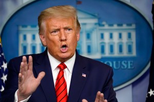 President Donald Trump speaks at a news conference in the James Brady Press Briefing Room at the White House, Monday, Aug. 31, 2020, in Washington.