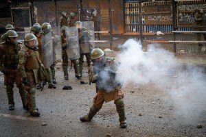 Police fire tear gas during protests in Santiago, Chile in November 2019.