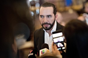 Nayib Bukele speaks to the media during a conference in Washington D.C, when he was El Salvador’s president-elect in May 2019