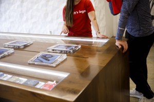 An employee helps a customer at the MedMen dispensary in West Hollywood, California, U.S.