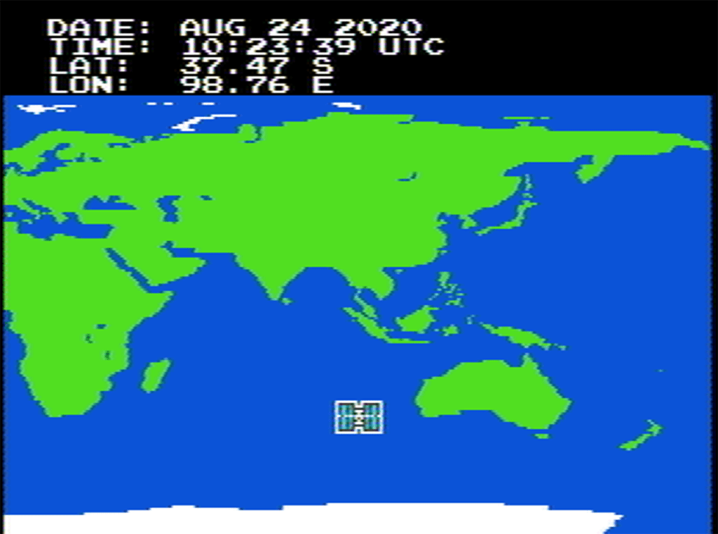 A screen shot from the International Space Station tracking project for NES.