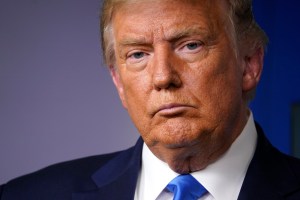 President Donald Trump listens to a question during a news conference in the James Brady Press Briefing Room of the White House Wednesday, Sept. 23, 2020, in Washington. (AP Photo/Evan Vucci)