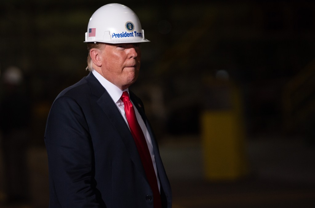 US President Donald Trump tours US Steel's Granite City Works steel mill in Granite City, Illinois on July 26, 2018. (Photo by SAUL LOEB / AFP) (Photo by SAUL LOEB/AFP via Getty Images)