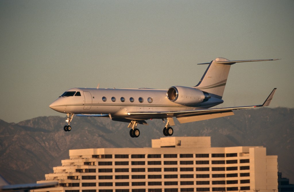 Gulfstream jet plane in air