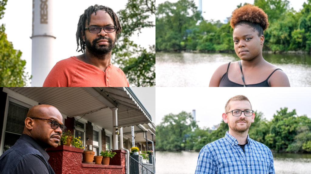 Clockwise: Dante Swinton, an environmental justice researcher at the Energy Justice Network; Shashawnda Campbell, who’s been fighting incinerators since she was 15; Greg Sawtell, a member of the city’s Sustainability Commission; and James Alston, a lifelo