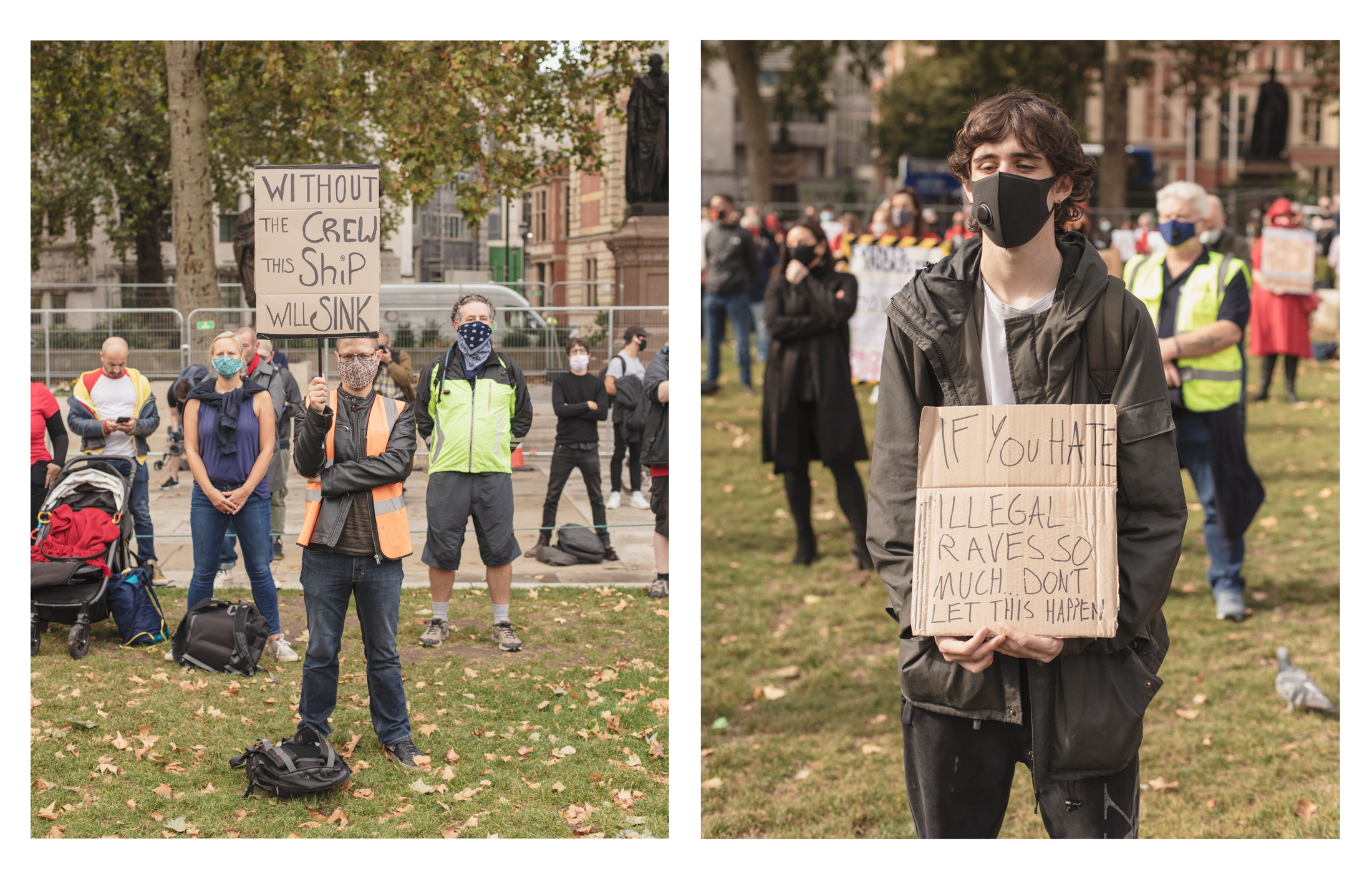 Events industry protest Parliament Square