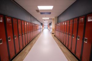 school hallway and lockers