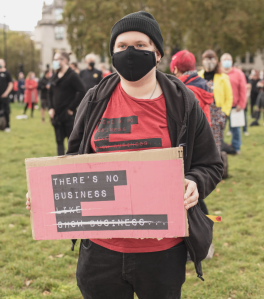 We Make Events protest outside Parliament September 2020