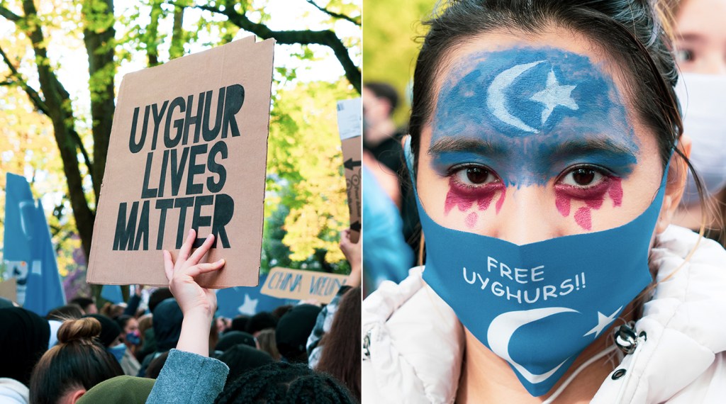 Foto’s van het protest tegen de genocide van het Oeigoerse volk