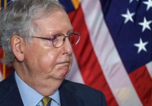 Senate Majority Leader Mitch McConnell, R-Ky., meets with reporters following a Republican strategy session, at the Capitol in Washington, Tuesday, Sept. 22, 2020. (AP Photo/J. Scott Applewhite)