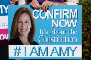 Moms for America activists rally for a fourth day of the Senate Judiciary Committee hearing for Judge nominee Amy Coney Barrett on Capitol Hill in Washington on October 15, 2020. Photo by Yuri Gripas/Abaca/Sipa USA(Sipa via AP Images)