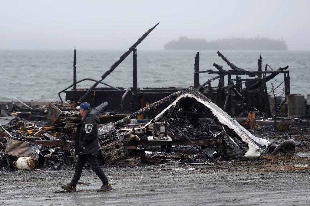 ​The scene of the massive fire at West Pubnico, NS.